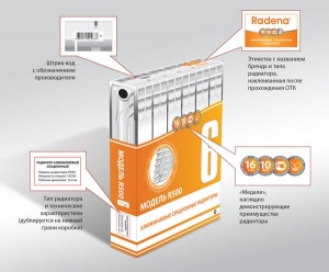 Радиатор алюминиевый RADENA 500 2 секции