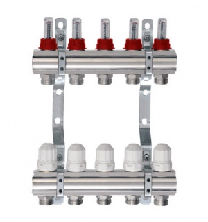Коллекторная группа 1" из латуни. 2 отвода ¾" Termica