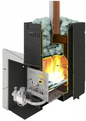 Банная газо-дровяная печь Каминика ПБ 14-У/Г/ сетка