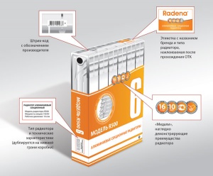 Радиатор алюминиевый RADENA 500 12 секций